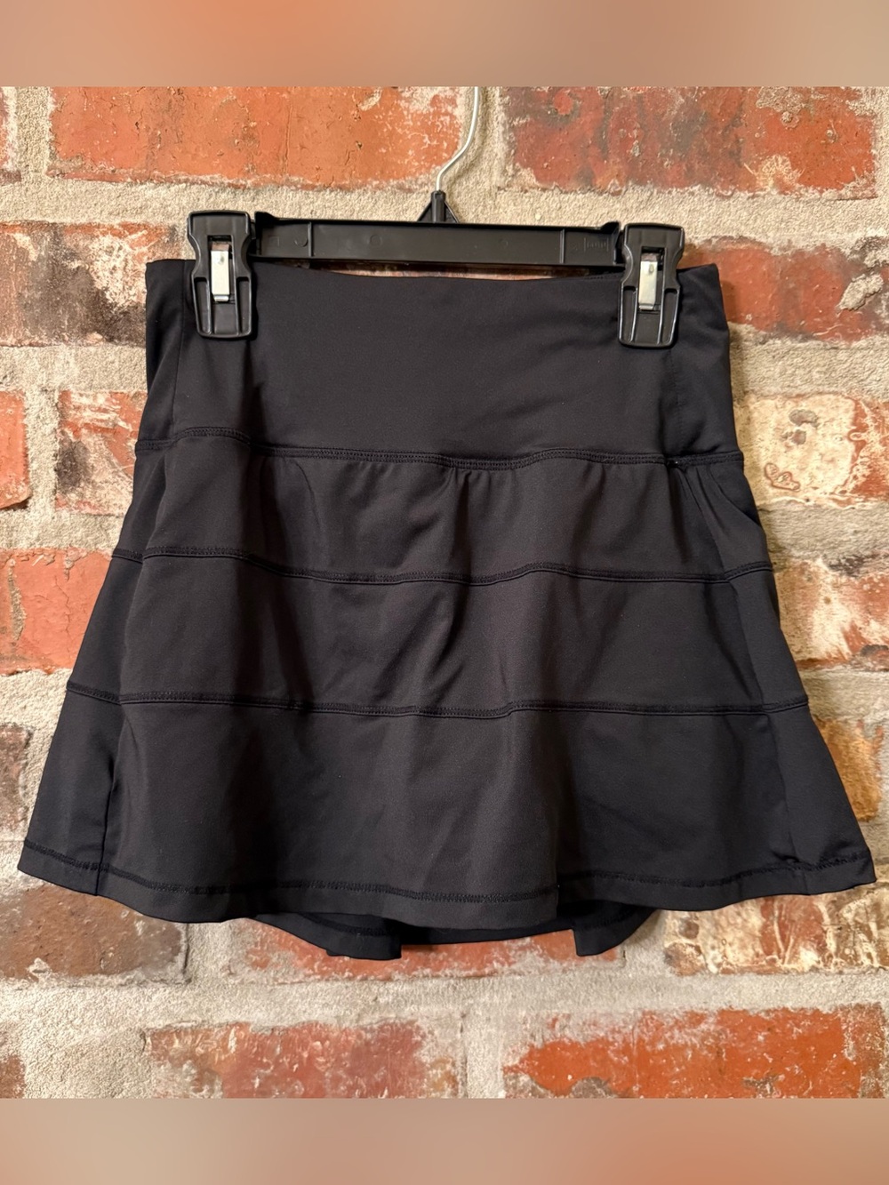P75 - Black Women's Athletic Skirt with Built-In Shorts